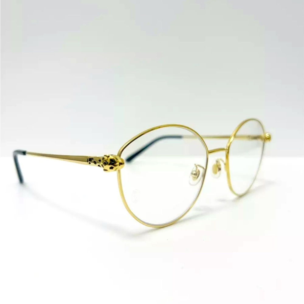 Cartier CT0234O 001 Panthere De Cartier Gold Round Eyeglasses